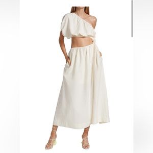 Farm Rio one shoulder dress off-white